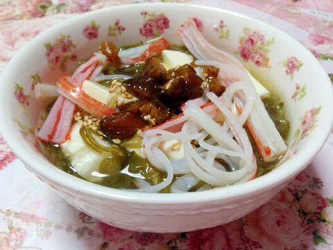 爽やか♡キューちゃんとメカブ豆腐の小鉢